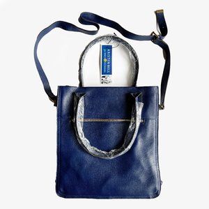 Kristen Bell for Erica Anenberg | Dark Blue Leather Purse w/Long Strap